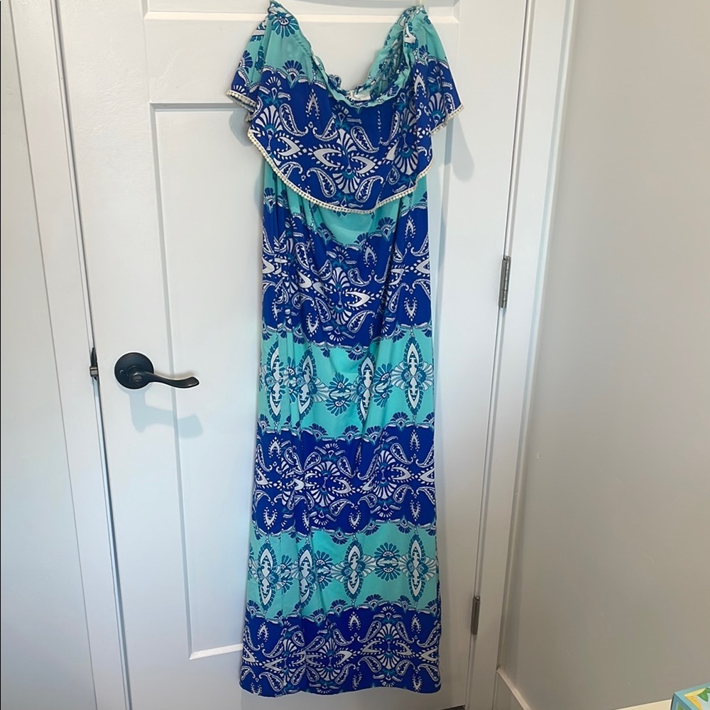Vibrant Blue and Teal Maxi Dress
